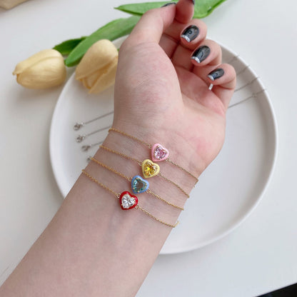 [Lora-Jewelry] Bracelet romantique scintillant en forme de cœur pour amoureux