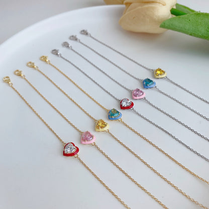 [Lora-Jewelry] Bracelet romantique scintillant en forme de cœur pour amoureux