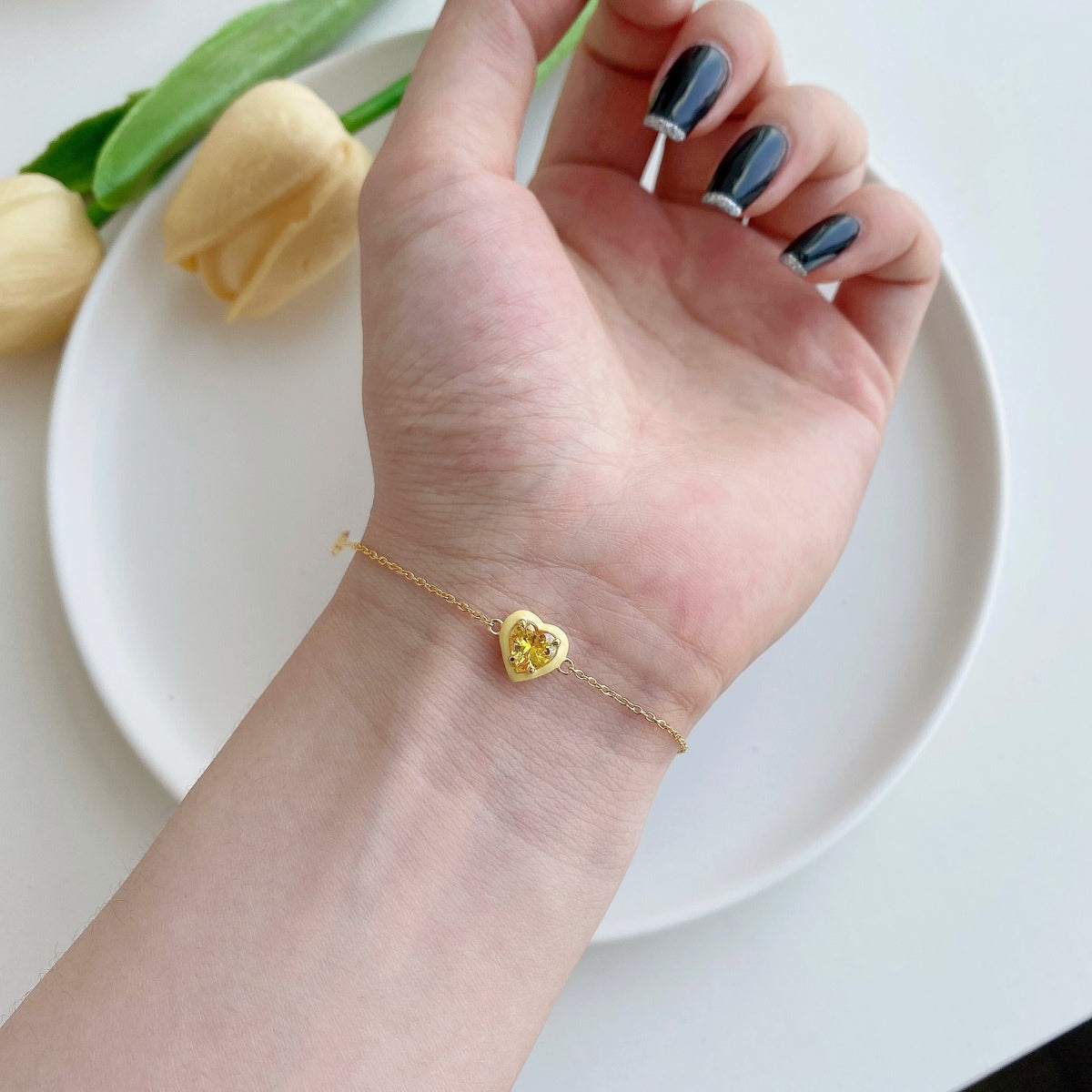 [Lora-Jewelry] Bracelet romantique scintillant en forme de cœur pour amoureux