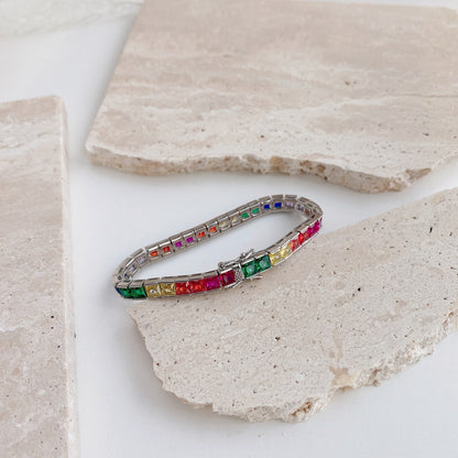 [Lora-Jewelry] Bracelet tennis taille princesse aux couleurs éclatantes