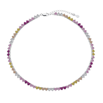 [Lora-Jewelry] Collier tennis cœur plein de couleurs étincelantes