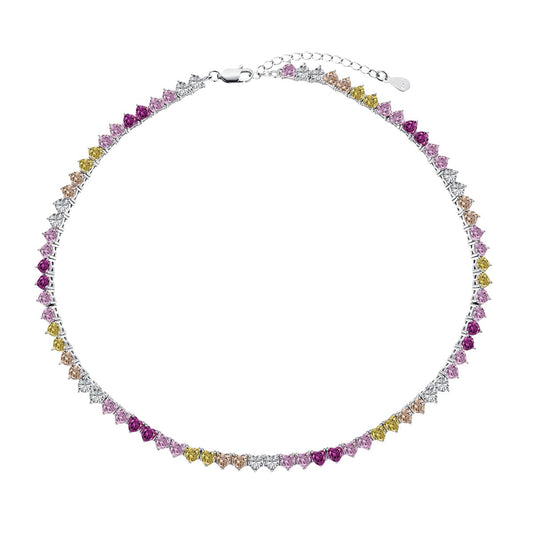 [Lora-Jewelry] Collier tennis cœur plein de couleurs étincelantes