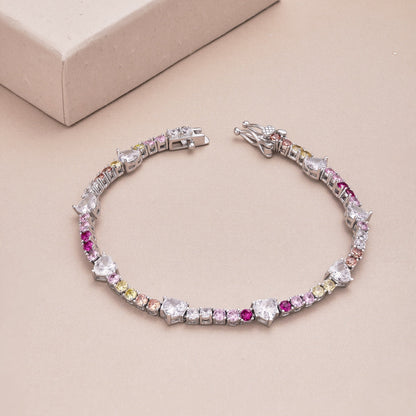 [Lora-Jewelry]ロマンティックハートシェイプラウンドカットラバーブレスレット