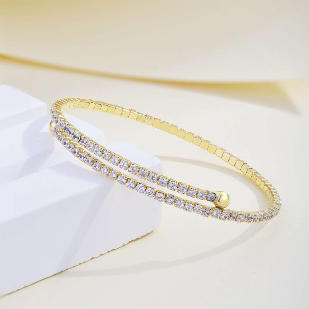 [Lora-Jewelry] Bracelet fantaisie rond avec rangée de diamants