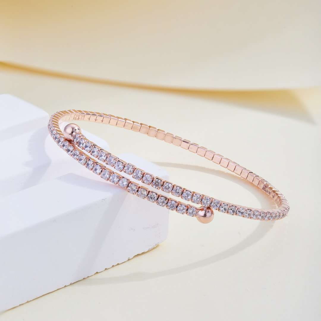 [Lora-Jewelry] Bracelet fantaisie rond avec rangée de diamants