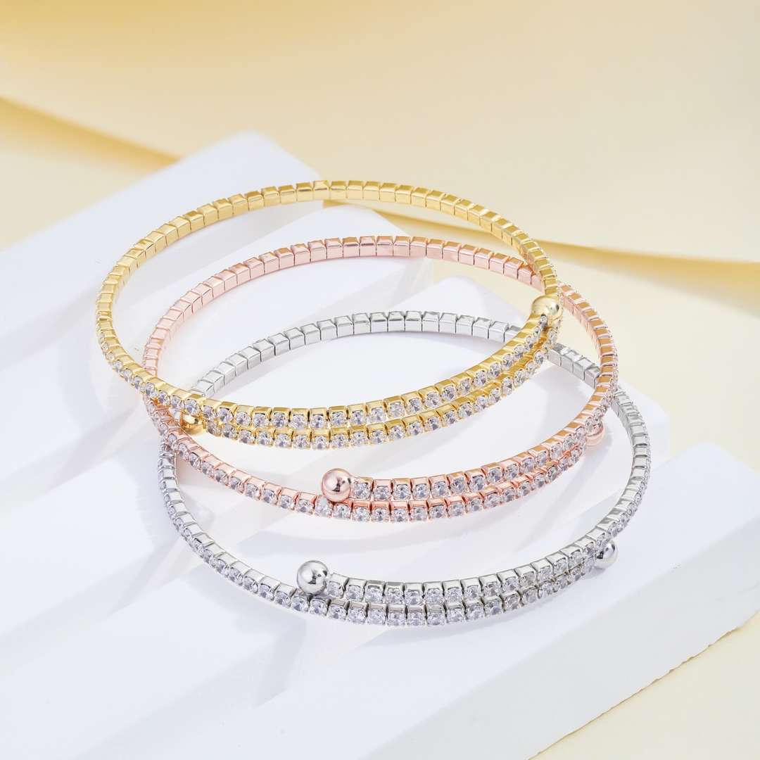 [Lora-Jewelry] Bracelet fantaisie rond avec rangée de diamants