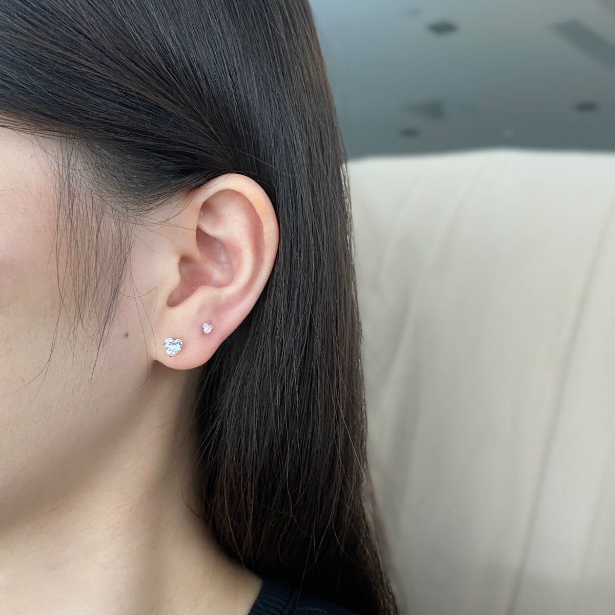 [Lora-Jewelry] Boucles d'oreilles simples en forme de cœur scintillant