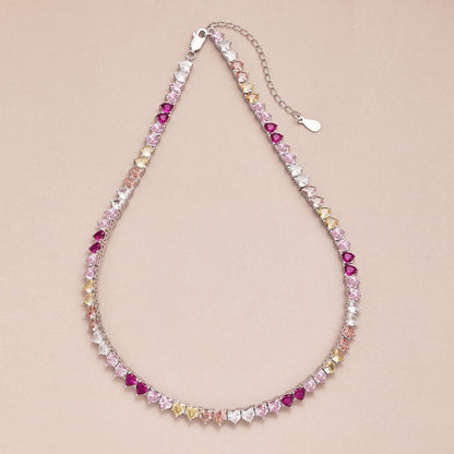 [Lora-Jewelry] Collier tennis cœur plein de couleurs étincelantes
