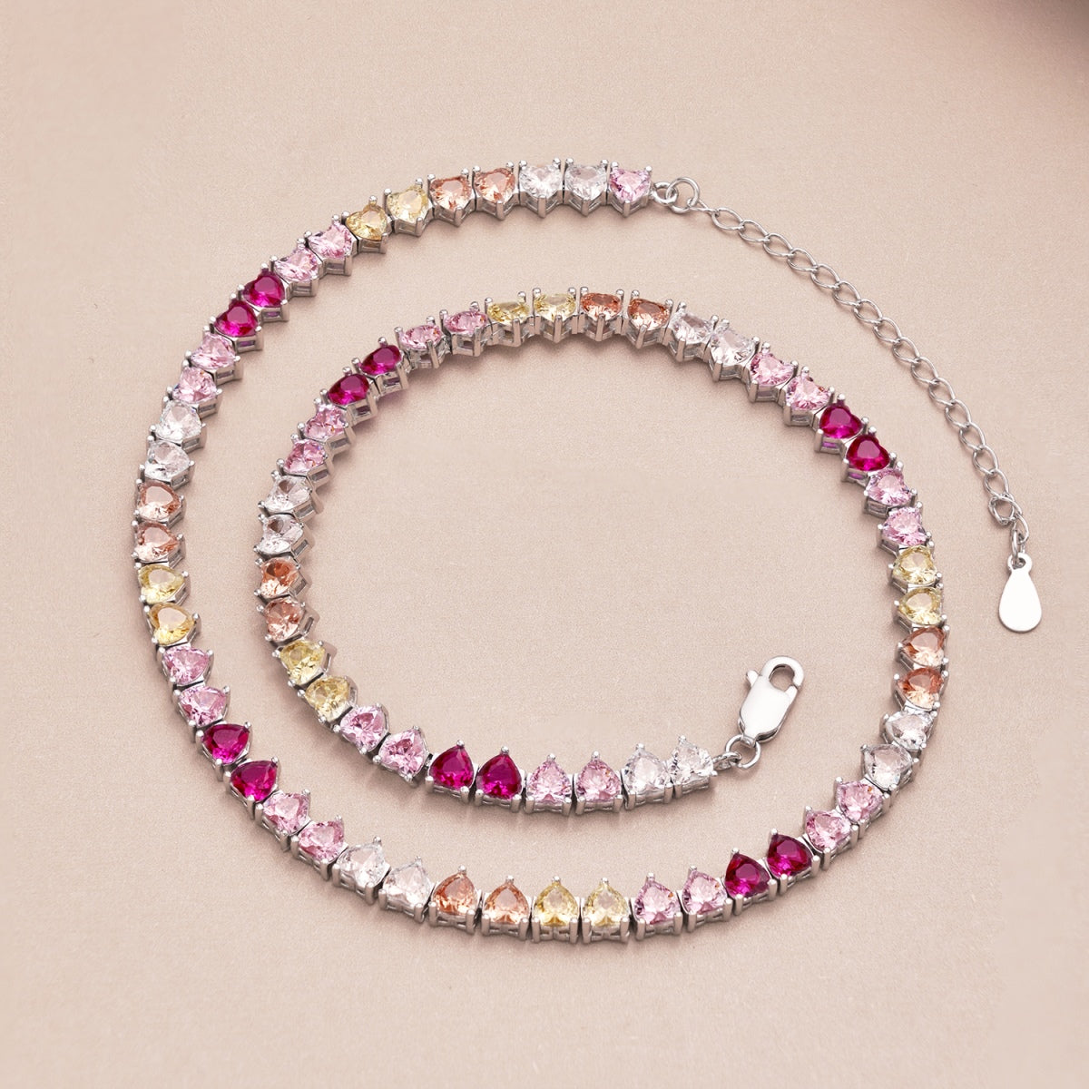[Lora-Jewelry] Collier tennis cœur plein de couleurs étincelantes