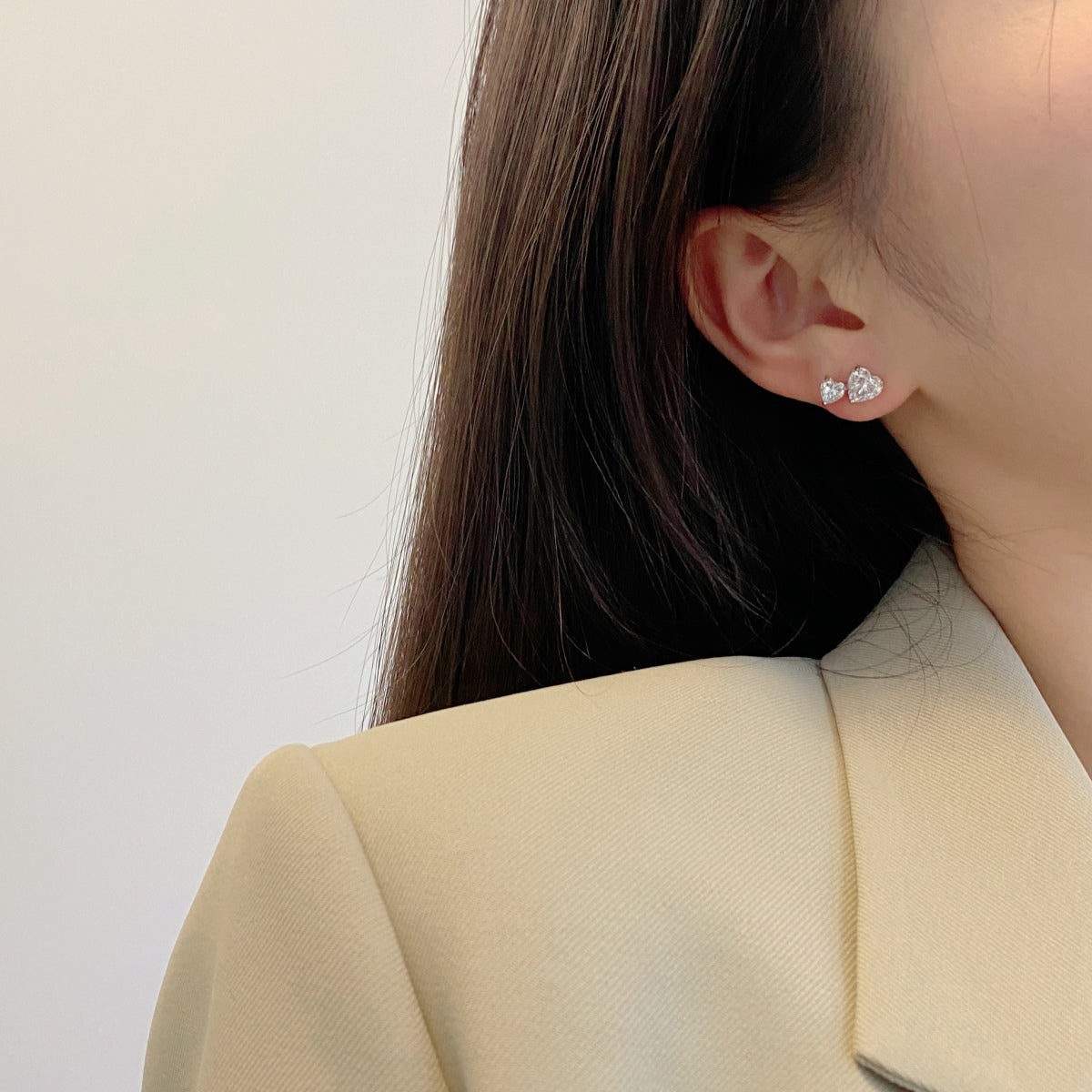 [Lora-Jewelry]ダブルハートシェイプ クラシックプリンセススタイル イヤリング