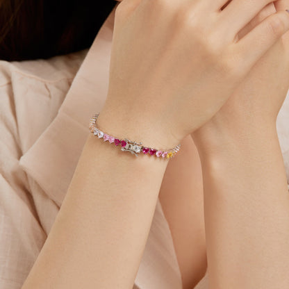 [Lora-Jewelry]Luxurious Colorful Romantic Heart Shape Lover Bracelet