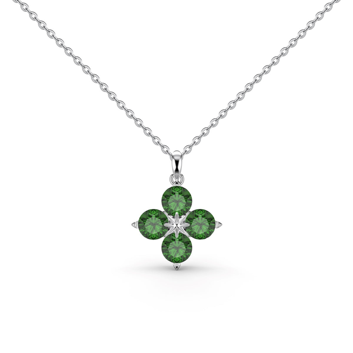 [Lora-Jewelry]四つ葉のクローバーと八芒星のネックレス