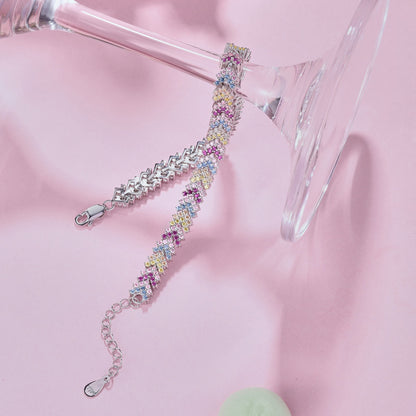 [Lora-Jewelry]華やかな輝きのラウンドカットパーティーブレスレット