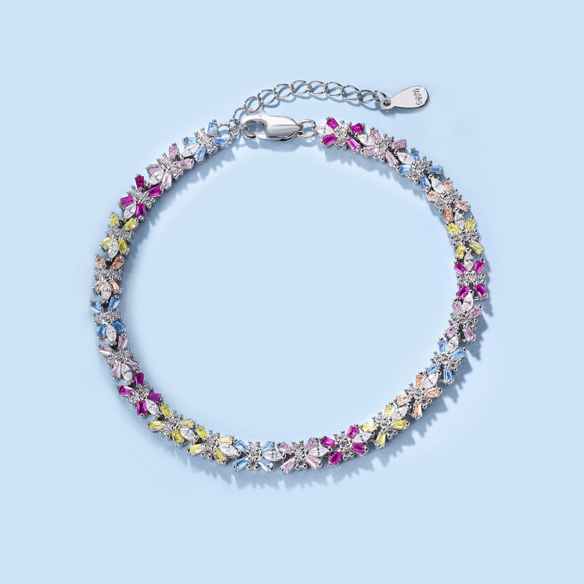 [Lora-Jewelry]輝くカラフルなエメラルドカットのパーティーブレスレット