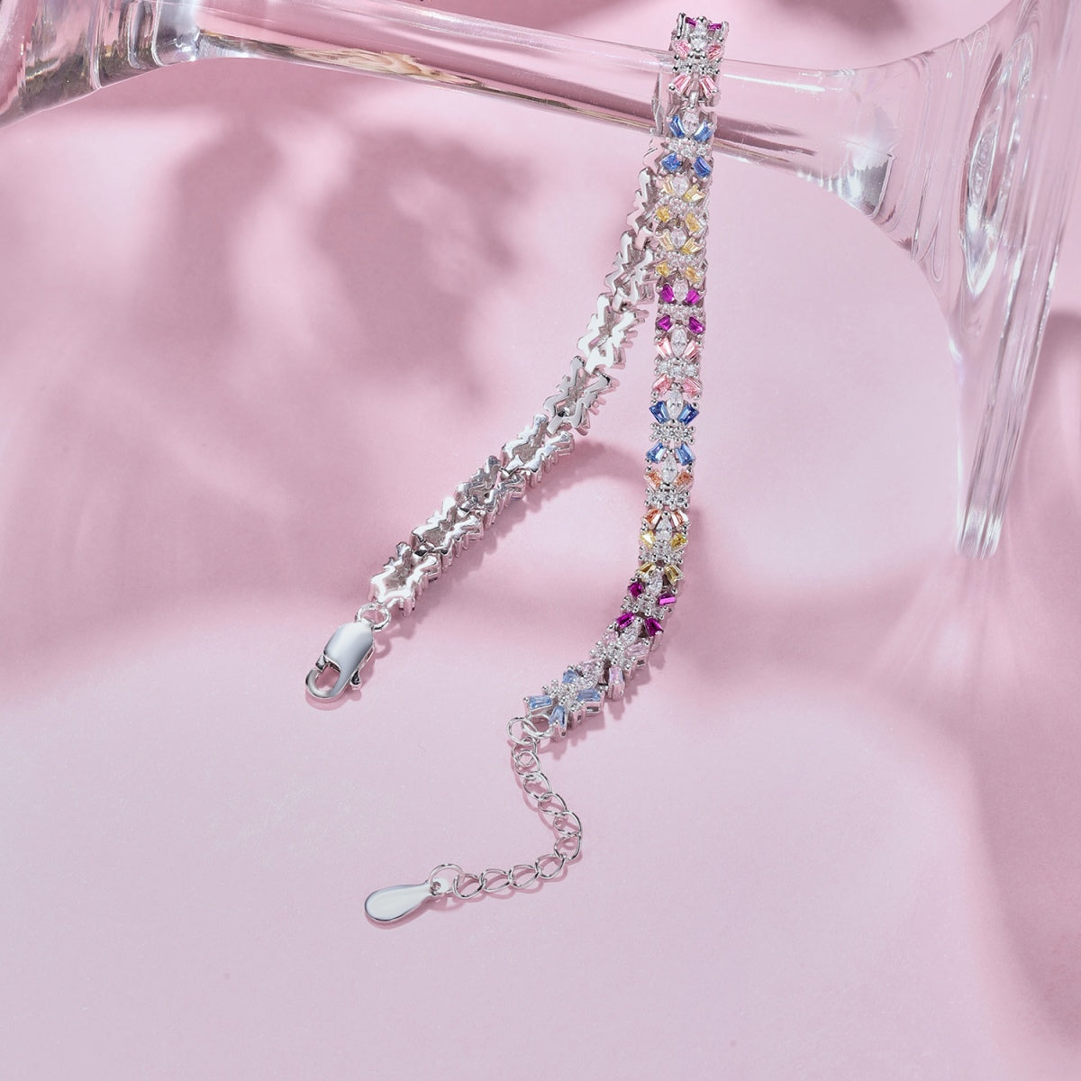 [Lora-Jewelry]輝くカラフルなエメラルドカットのパーティーブレスレット