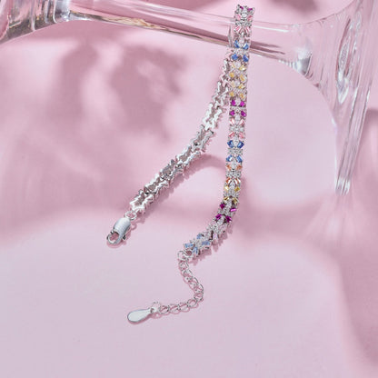 [Lora-Jewelry]輝くカラフルなエメラルドカットのパーティーブレスレット