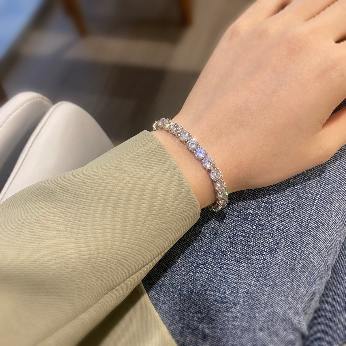 [Lora-Jewelry] Bracelet de mariage éblouissant taille ronde de 0,75 carat