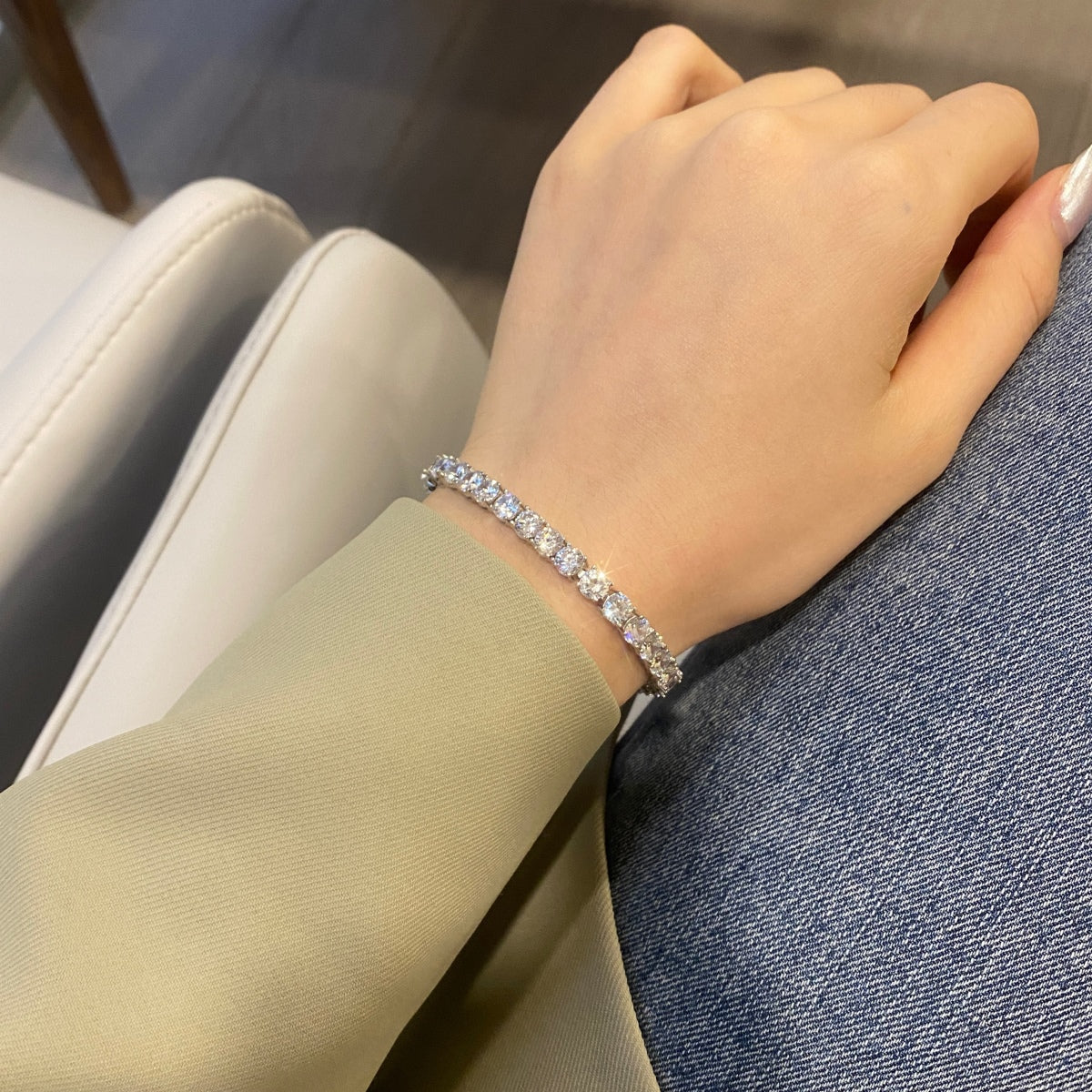 [Lora-Jewelry]華やかな輝きのラウンドカットウェディングブレスレット