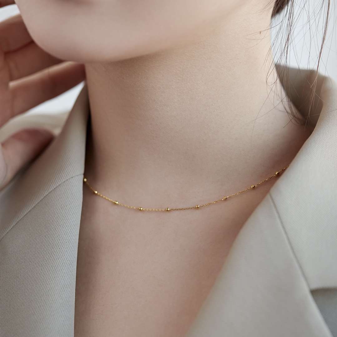 [Lora-Jewelry] Collier simple à petite chaîne de clavicule en perles