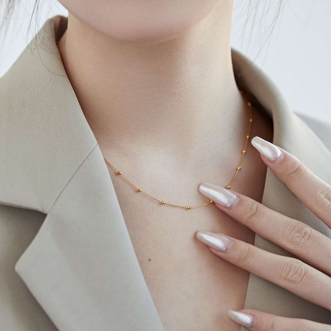 [Lora-Jewelry] Collier simple à petite chaîne de clavicule en perles