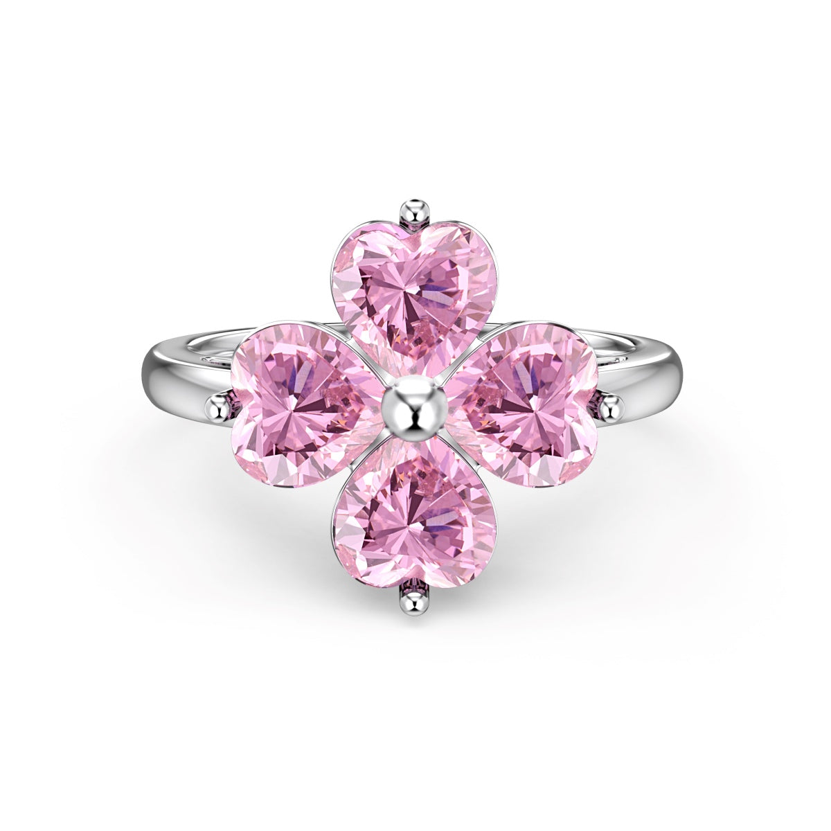 [Lora-Jewelry] Bague boule trèfle à quatre feuilles en forme de cœur