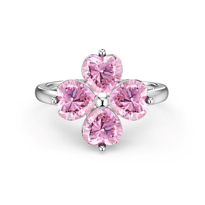 [Lora-Jewelry] Bague boule trèfle à quatre feuilles en forme de cœur