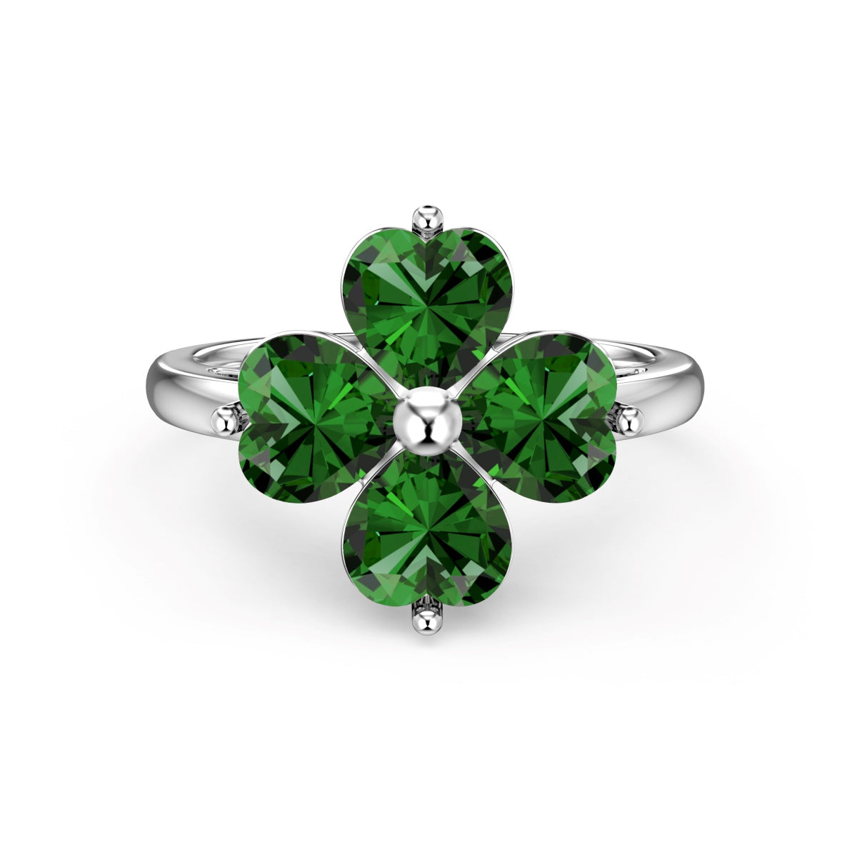 [Lora-Jewelry] Bague boule trèfle à quatre feuilles en forme de cœur