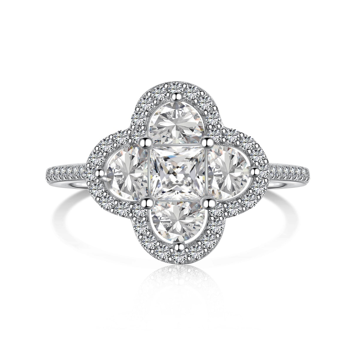 [Lora-Jewelry] Bague de banquet luxueuse en forme de fleur d'éternité