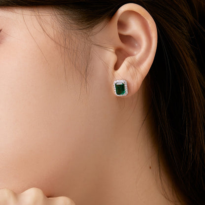 [Lora-Jewelry] Boucles d'oreilles de banquet luxueuses et délicates en taille émeraude