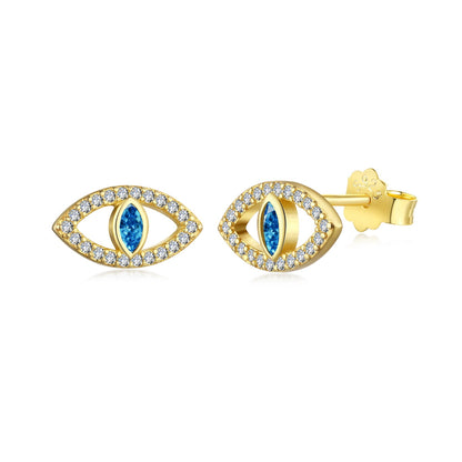 [Lora-Jewelry] Boucles d'oreilles à tige creuses Blue Devil Eyes