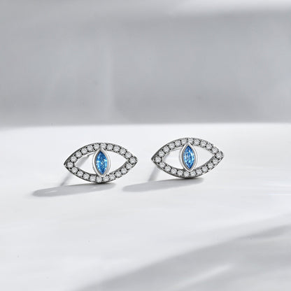[Lora-Jewelry] Boucles d'oreilles à tige creuses Blue Devil Eyes