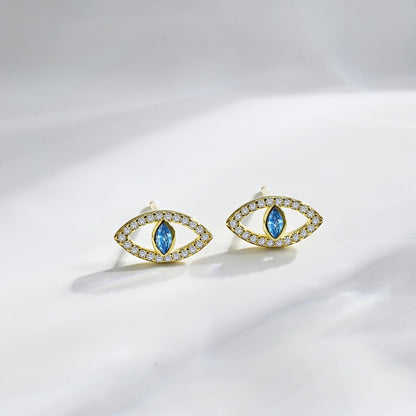 [Lora-Jewelry] Boucles d'oreilles à tige creuses Blue Devil Eyes