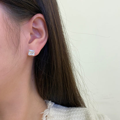 [Lora-Jewelry] Boucles d'oreilles à tige élégantes et brillantes avec pierre centrale carrée
