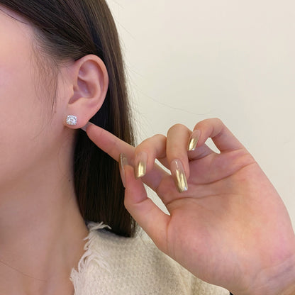 [Lora-Jewelry] Boucles d'oreilles à tige classiques avec pierre centrale ronde