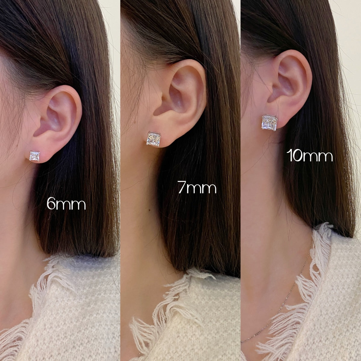 [Lora-Jewelry] Boucles d'oreilles délicates de forme carrée