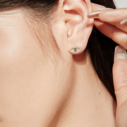 [Lora-Jewelry] Boucles d'oreilles à tige creuses Blue Devil Eyes
