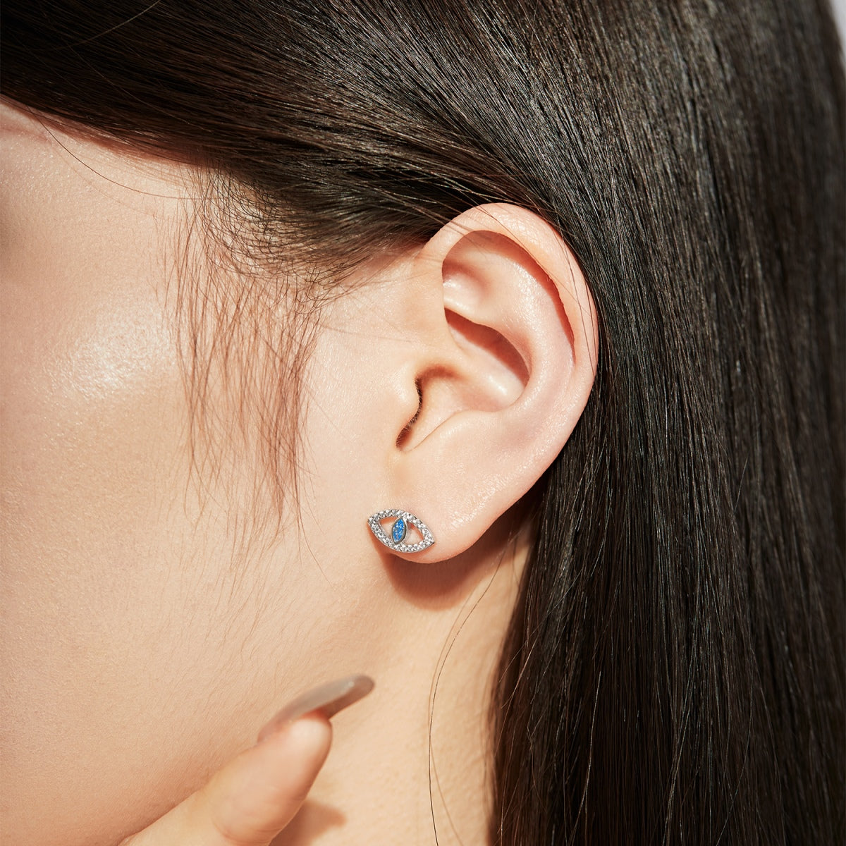 [Lora-Jewelry] Boucles d'oreilles à tige creuses Blue Devil Eyes