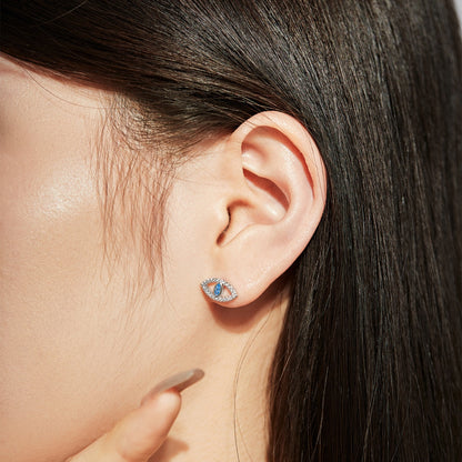 [Lora-Jewelry] Boucles d'oreilles à tige creuses Blue Devil Eyes