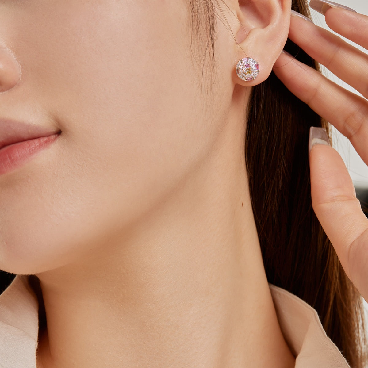 [Lora-Jewelry] Boucles d'oreilles octogonales colorées et ornées