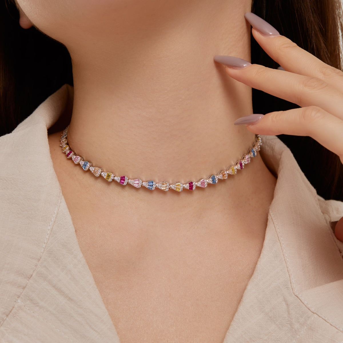 [Lora-Jewelry] Collier arc-en-ciel coloré et radieux
