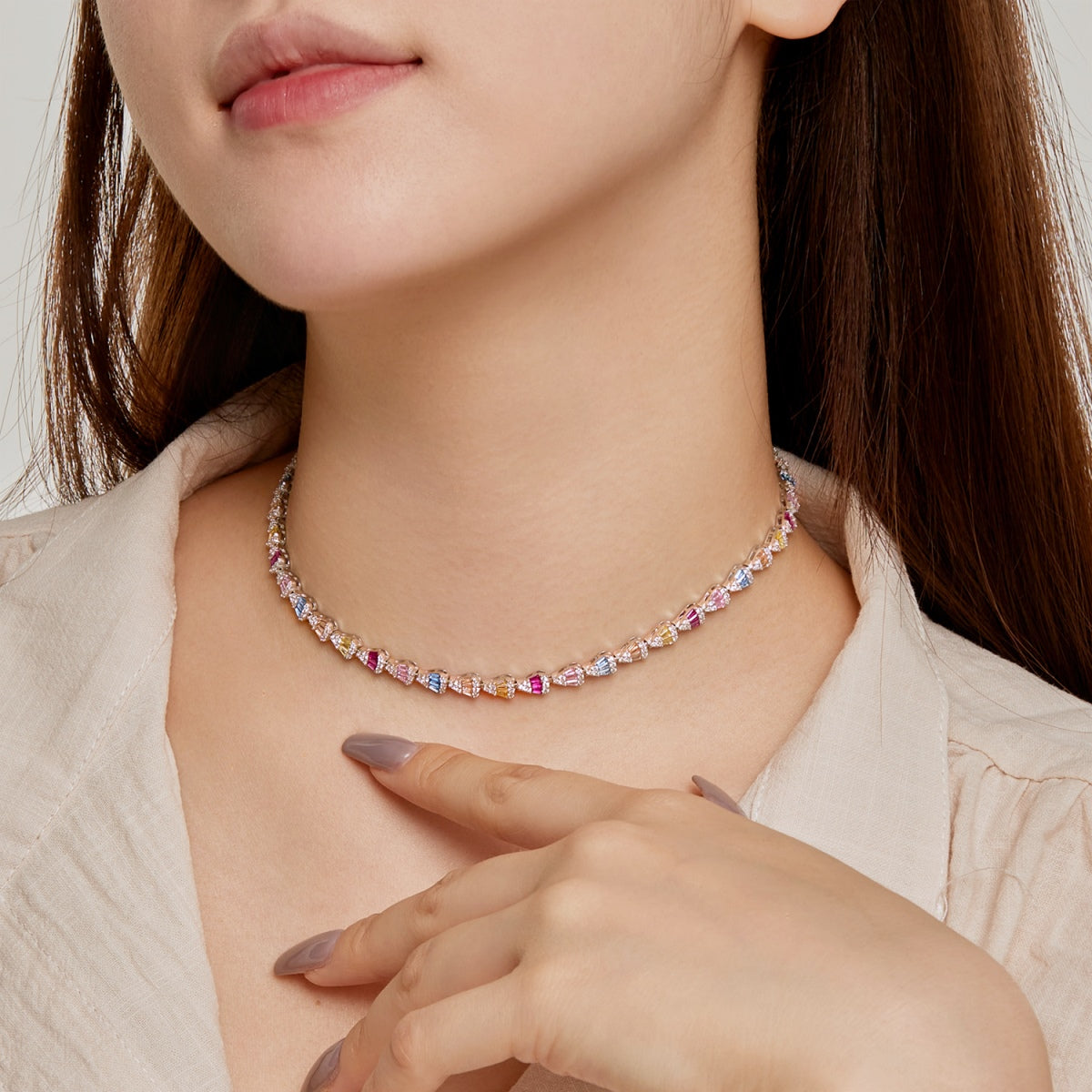 [Lora-Jewelry] Collier arc-en-ciel coloré et radieux