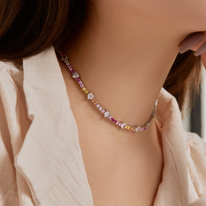 [Lora-Jewelry] Chaîne de tennis arc-en-ciel délicate et colorée