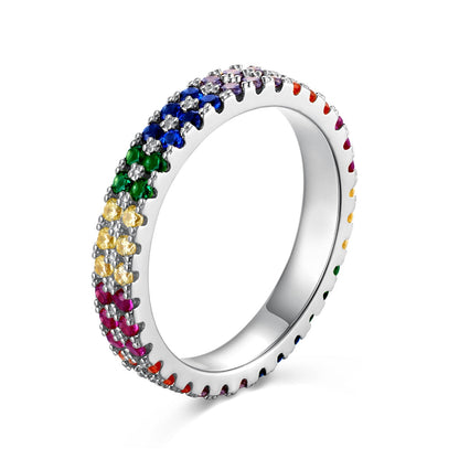 [Lora-Jewelry] Bague tennis ronde colorée unique
