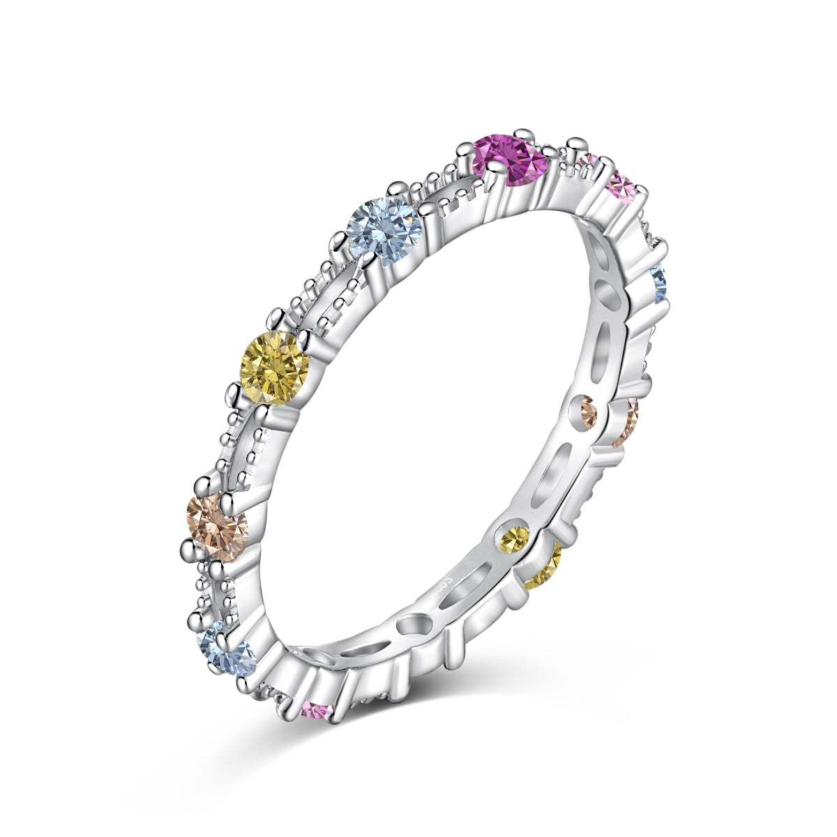 [Lora-Jewelry] Bague tennis ronde colorée et scintillante
