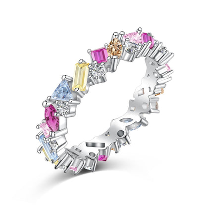 [Lora-Jewelry]まばゆいばかりの多色マルチカットデイリーリング