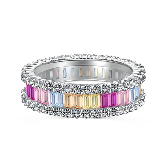 [Lora-Jewelry] Bague quotidienne délicate en émeraude kaléidoscopique