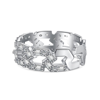 [Lora-Jewelry] Bague quotidienne scintillante et vibrante taille émeraude