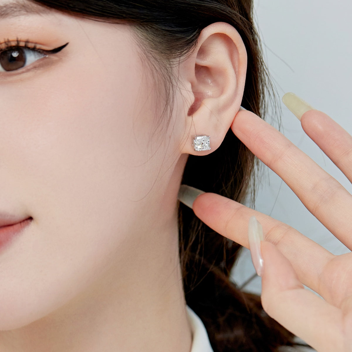 [Lora-Jewelry] Boucles d'oreilles de mariage taille princesse radieuse de 1,0 carat