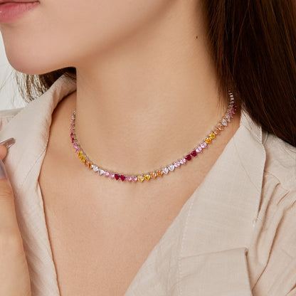 [Lora-Jewelry] Collier tennis cœur plein de couleurs étincelantes