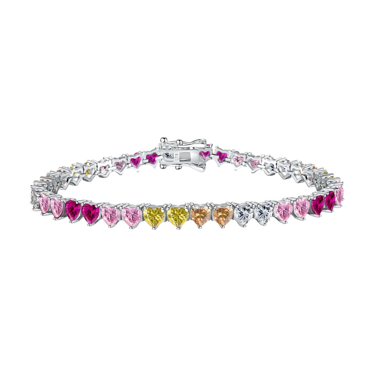[Lora-Jewelry]Luxurious Colorful Romantic Heart Shape Lover Bracelet